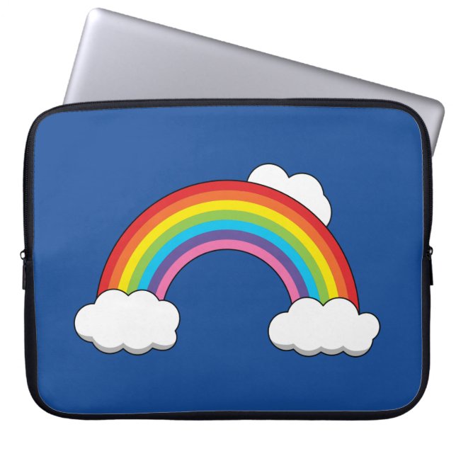 Regenbogen mit weißen Wolken Laptopschutzhülle (Vorderseite)