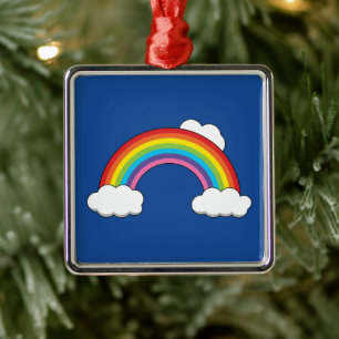 Regenbogen mit weißen Wolken Ornament Aus Metall