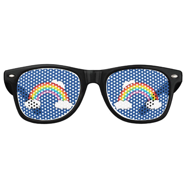Regenbogen mit weißen Wolken Partybrille (Vorderseite)