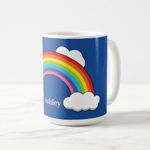 Regenbogen mit weißen Wolken   Personalisieren Kaffeetasse