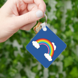 Regenbogen mit weißen Wolken Schlüsselanhänger