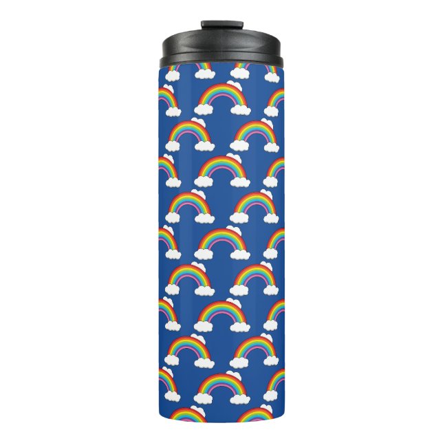 Regenbogen mit weißen Wolken Thermosbecher (Vorderseite)