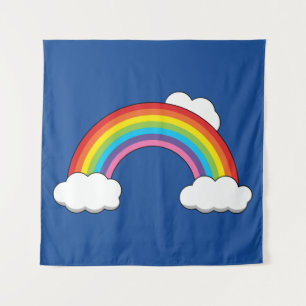 Regenbogen mit weißen Wolken Wandteppich