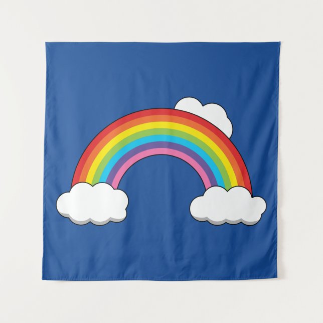 Regenbogen mit weißen Wolken Wandteppich (Vorderseite)