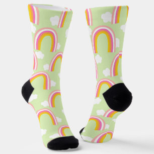 Regenbogen mit Wolke Hellgrün Socken