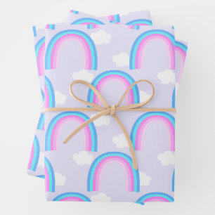 Regenbogen mit Wolke Helllila Geschenkpapier Set