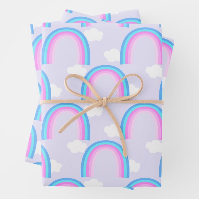 Regenbogen mit Wolke Helllila Geschenkpapier Set (Beispiel)