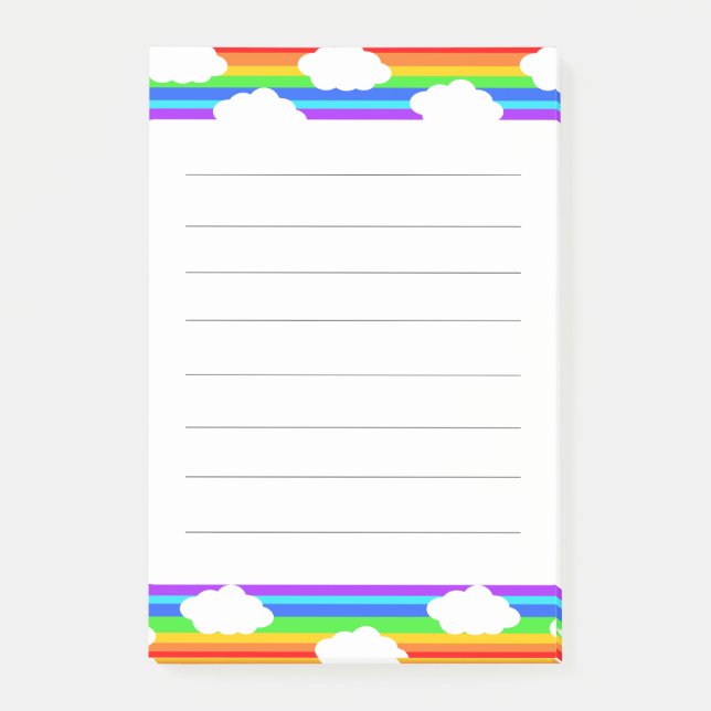 Regenbogen mit Wolken Post-it Klebezettel (Vorderseite)