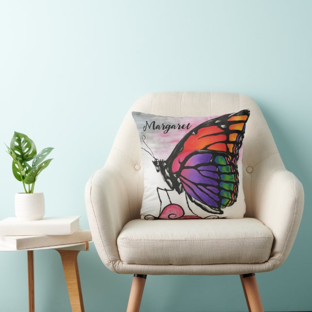 Regenbogen-Monarch-Schmetterling Originale Fantasy Kissen (Stuhl )