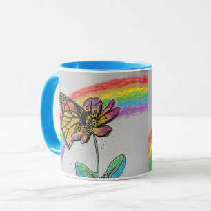Regenbogen-Monarch-Schmetterlings-Tasse Blau Tasse