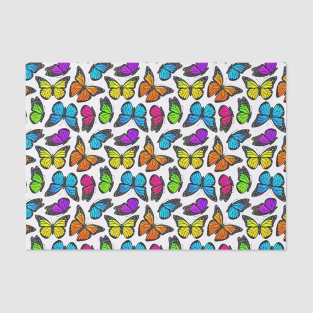 Regenbogen-Monarchfalter-Muster Seidenpapier (Vorderseite)