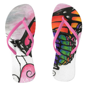 Regenbogen-Monarchfalter Original-Fantasy-Kunst Flip Flops