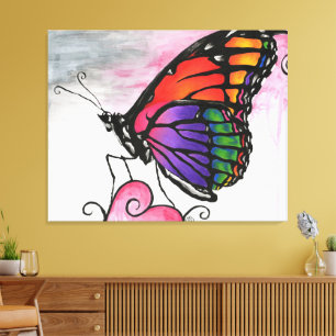 Regenbogen-Monarchfalter Original-Fantasy-Kunst Leinwanddruck