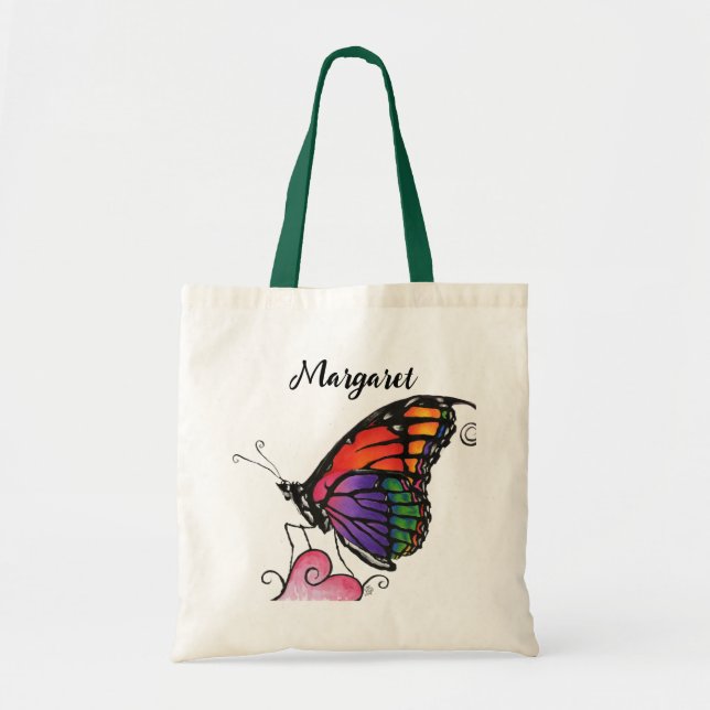 Regenbogen-Monarchfalter Original-Fantasy-Kunst Tragetasche (Vorne)