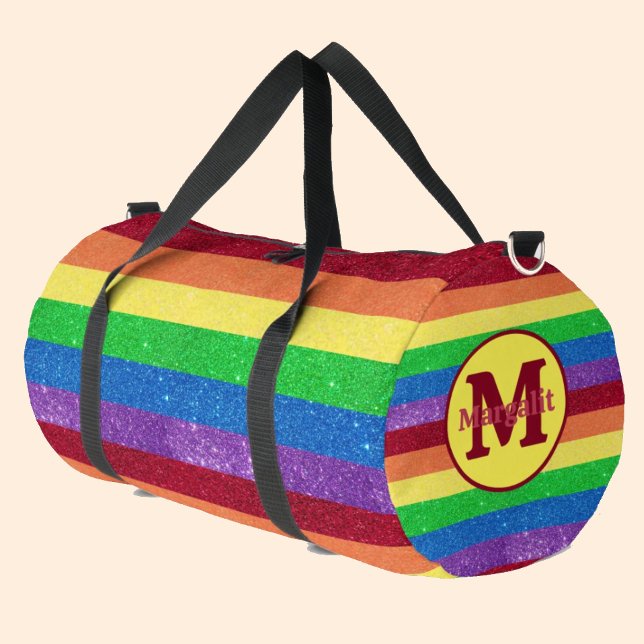 Regenbogen-Monogramm-Gestreifte große Reisetasche Duffle Bag (Von Creator hochgeladen)
