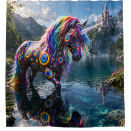 Regenbogen-Mosaik-Auge-Einhorn-Duschvorhang magisc Duschvorhang