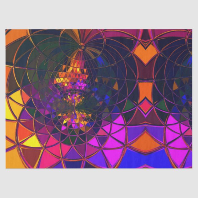 Regenbogen-Mosaik-Buntglas-geometrischer Druck Seidenpapier (Vorderseite)