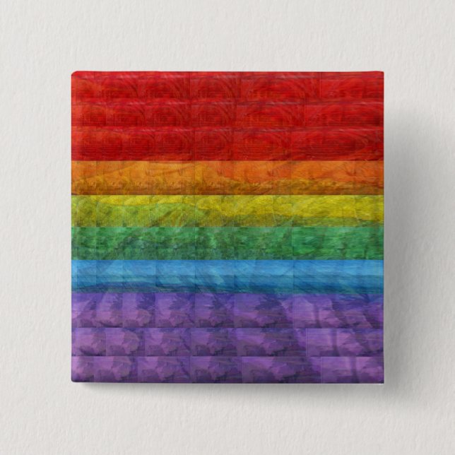 Regenbogen-Mosaik-Gay Pride-Flagge Button (Vorderseite)