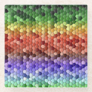 Regenbogen-Mosaik Glasuntersetzer