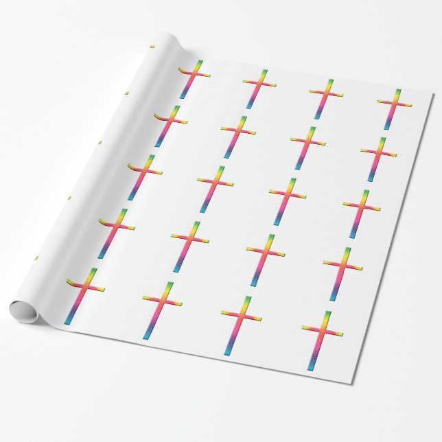 Regenbogen-Mosaik-Kreuz Geschenkpapier (Ungerollt)