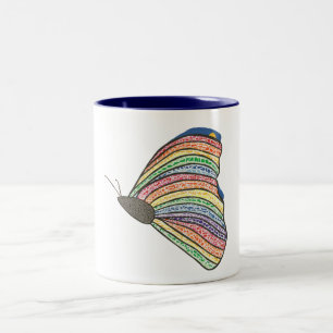 Regenbogen-Mosaik-Schmetterlings-Malerei-Tassen Zweifarbige Tasse