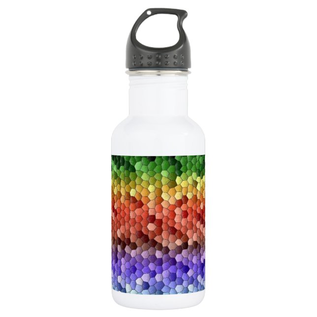 Regenbogen-Mosaikmuster Edelstahlflasche (Vorderseite)