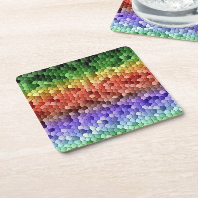 Regenbogen-Mosaikmuster Rechteckiger Pappuntersetzer (angewinkelt)