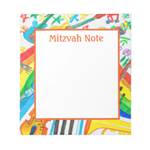 Regenbogen-Musik-Mädchen-Jungen-Bar-Mizwa-Notizen- Notizblock
