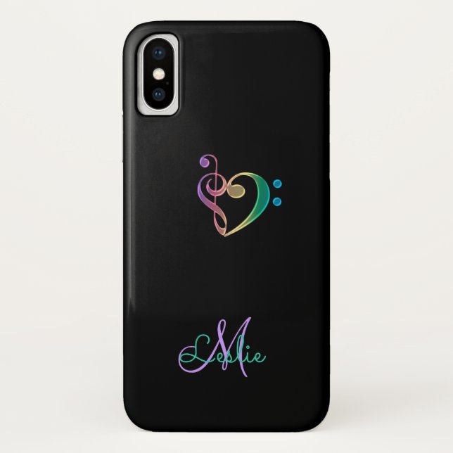 Regenbogen-Musikclef-Herz iPhone X Fall Case-Mate iPhone Hülle (Rückseite)