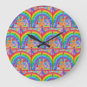 Regenbogen Musikinstrumente Band-Lehrer Musiker Große Wanduhr