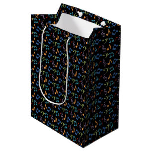 Regenbogen-Musiknoten (schwarz) Mittlere Geschenktüte