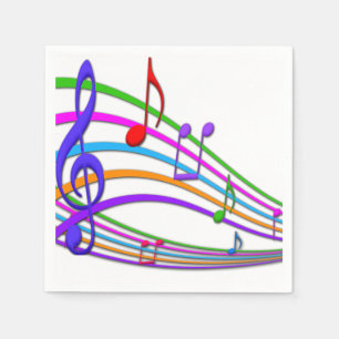 Regenbogen-Musiknoten-Servietten Serviette