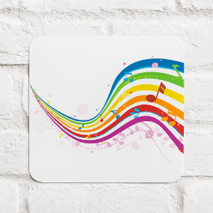 Regenbogen-Musikwellen-Aufkleber Quadratischer Aufkleber