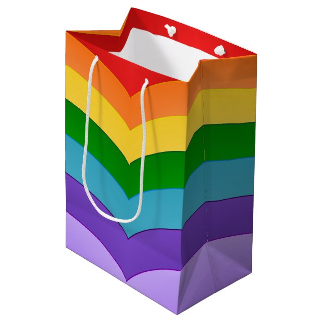 Regenbogen-Muster Mittlere Geschenktüte (Vorderseite Schrägansicht)