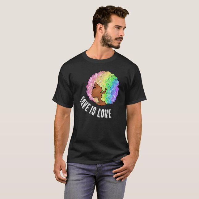 Regenbogen nach LGBTQ Liebe ist Liebe stolz schwar T-Shirt (Vorne ganz)