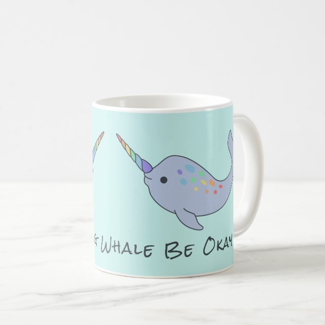 Regenbogen Narwhal Tasse (VorderseiteRechts)