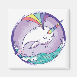 Regenbogen Narwhale Magnet