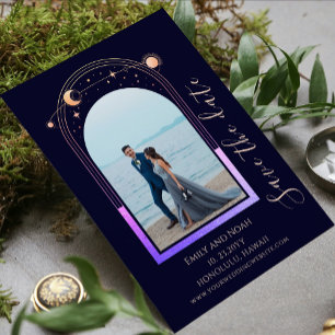 Regenbogen-Navyblau-Himmelhochzeitsfoto Save The Date