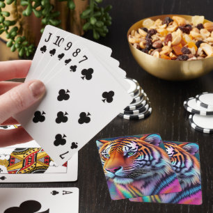Regenbogen-Neon-Psychedelic-Tiger-Digitalmalerei Spielkarten