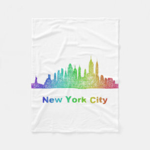 Regenbogen-New- York CitySkyline Fleecedecke