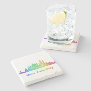 Regenbogen-New- York CitySkyline Steinuntersetzer