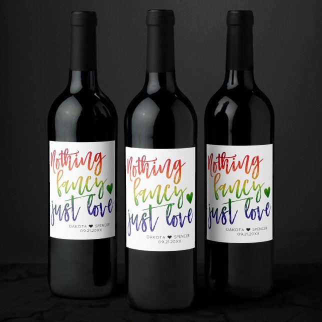Regenbogen Nichts Extravagant nur Liebe | Lässige  Weinetikett (Von Creator hochgeladen)