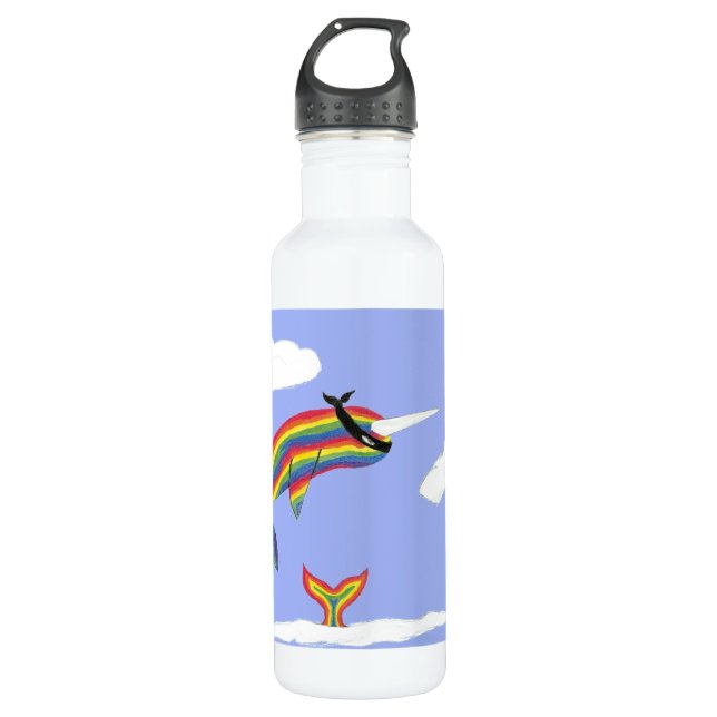 Regenbogen Ninja Narwhal, der Flasche fliegt Trinkflasche (Vorderseite)