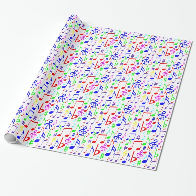 Regenbogen Noten Geschenkpapier (Ungerollt)