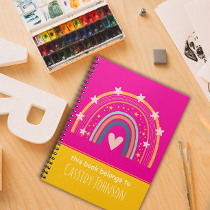 Regenbogen-Notizbuch für Kinder in Rosa und Gelb Notizblock