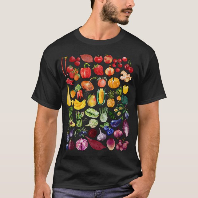 Regenbogen Obst Und Gemüse Veganer Gärtner Gemüse T-Shirt (Vorderseite)
