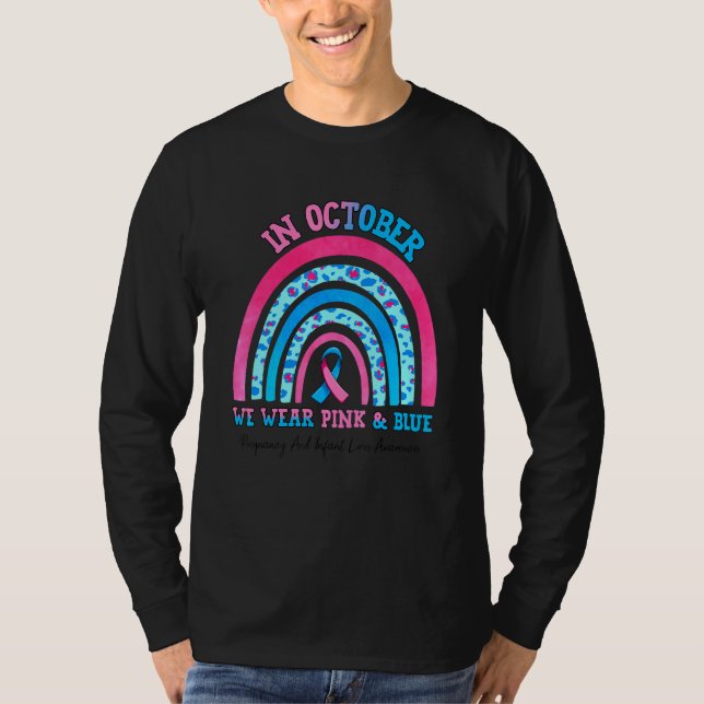 Regenbogen Oktober Wir tragen rosa blaue Schwanger T-Shirt (Vorderseite)
