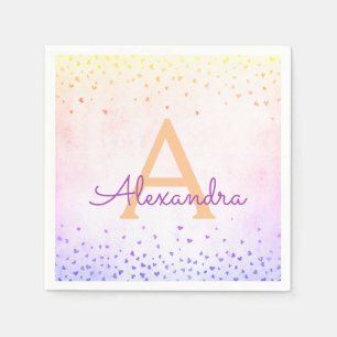 Regenbogen Ombre Folieconfetti-Monogramm Serviette