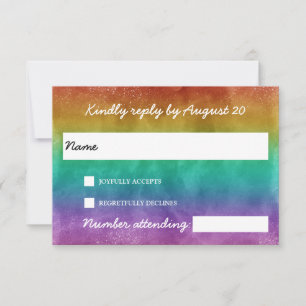Regenbogen-Ombre-LGBTQA-Hochzeit RSVP Karte