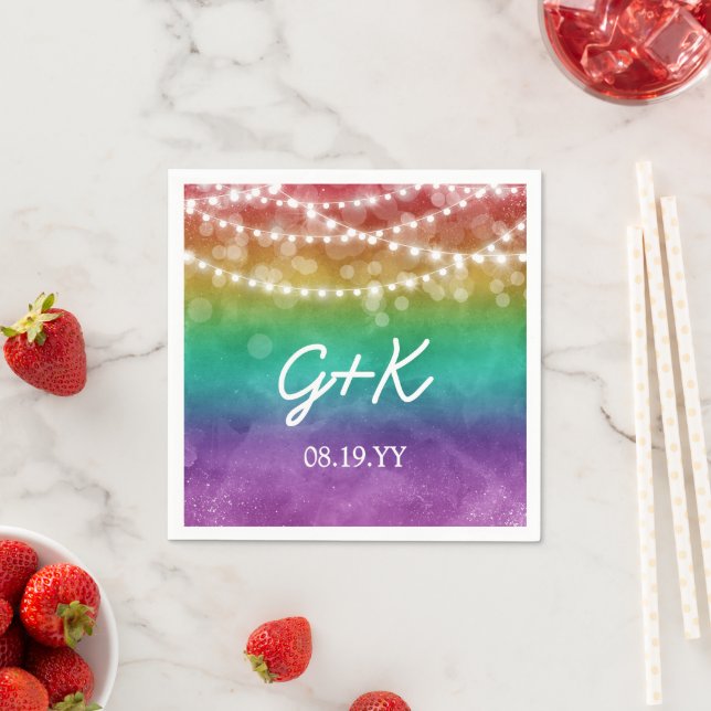 Regenbogen-Ombre-Lichterkette Monogramm Schwule Ho Serviette (Beispiel)